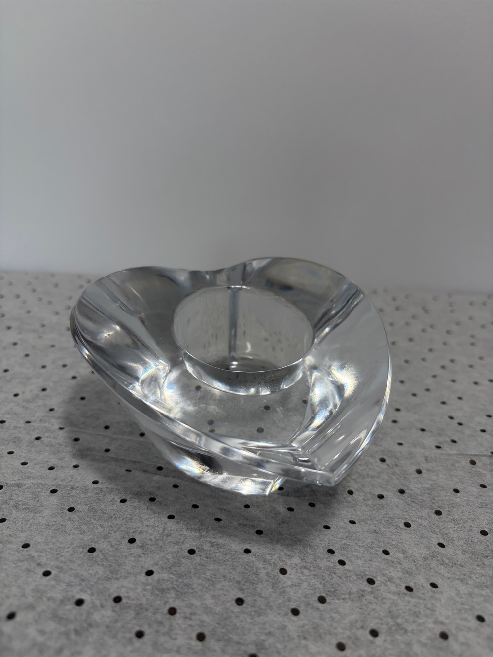 Clear Heart-Shaped crystal Glass Votive Candle Holder by Miller Rogaska signed